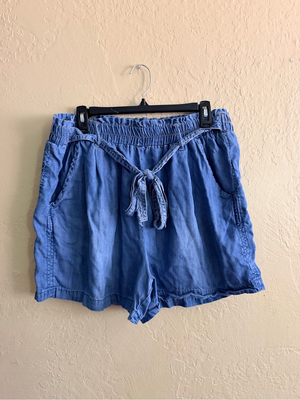 Knox Rose Light Blue High-Waist Tie Shorts
